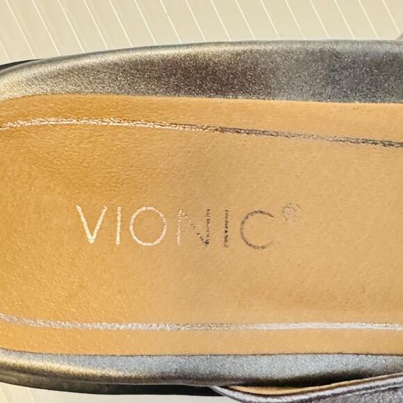 Vionic Sandals Womens 6.5 Silver Metallic Prism Rhinestone Strap Slide Comfort - Picture 9 of 11